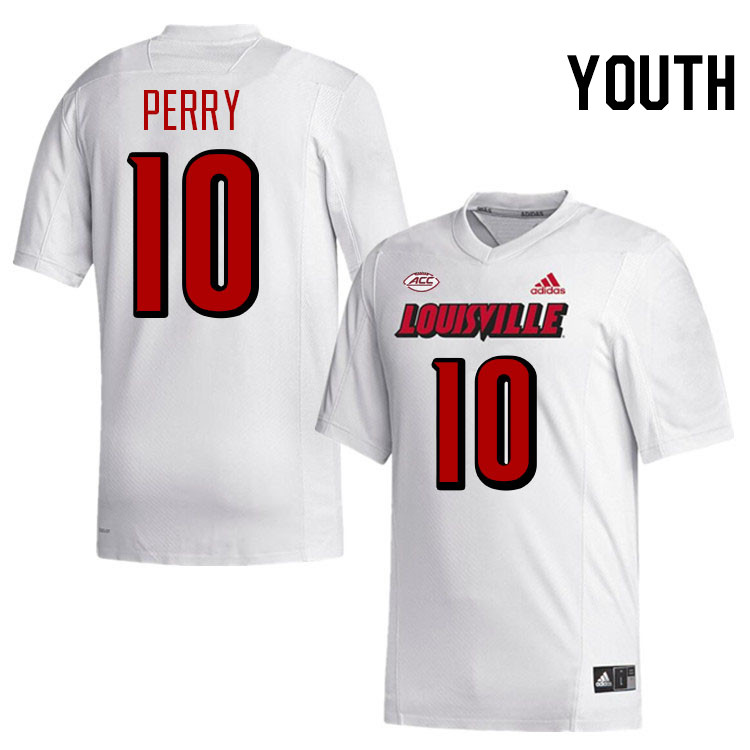 Youth #10 Benjamin Perry Louisville Cardinals College Football Jerseys Stitched-White